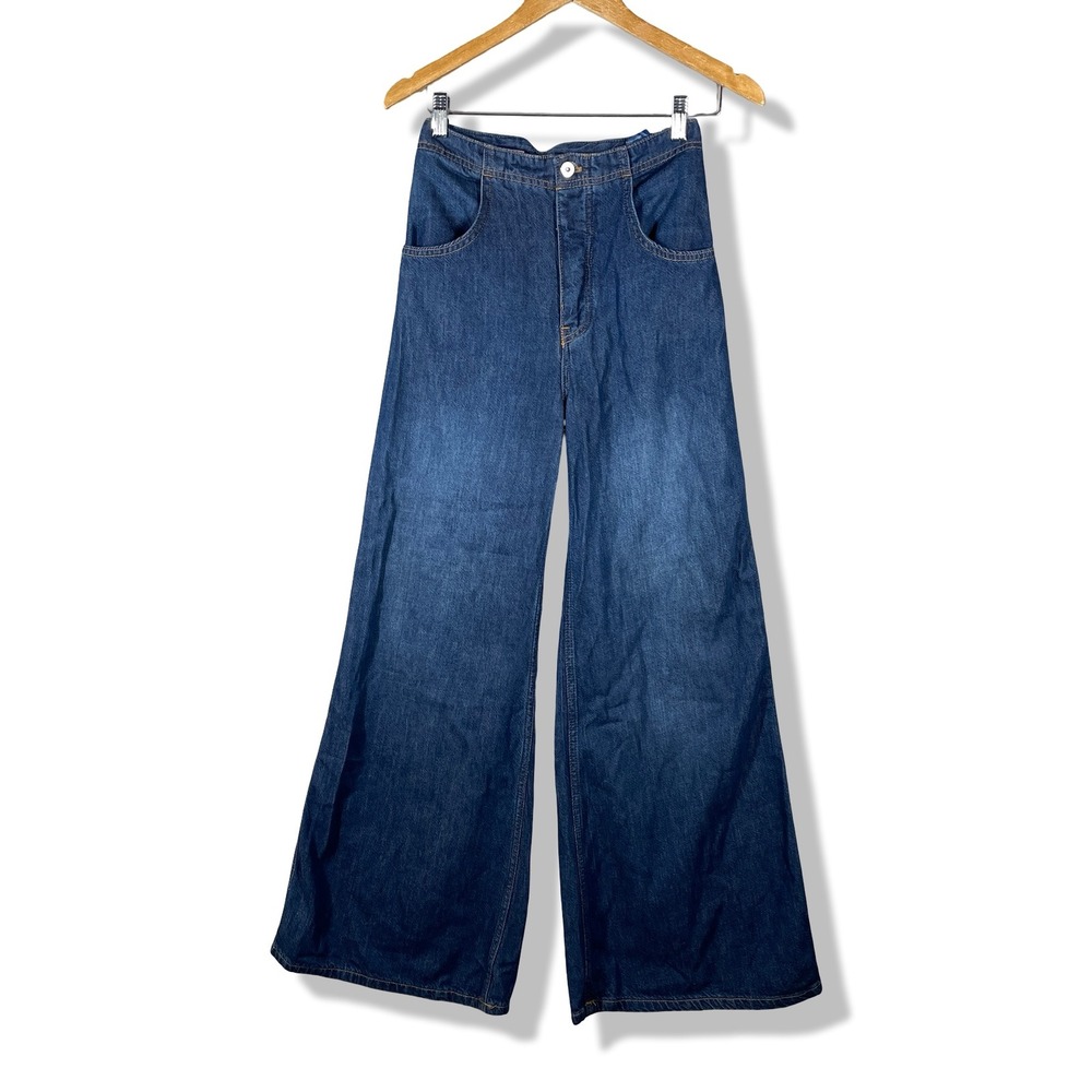 Pilcro Denim Jeans Womens 26 Blue Wide Leg Boho Retro 70s Hippie MInimalist